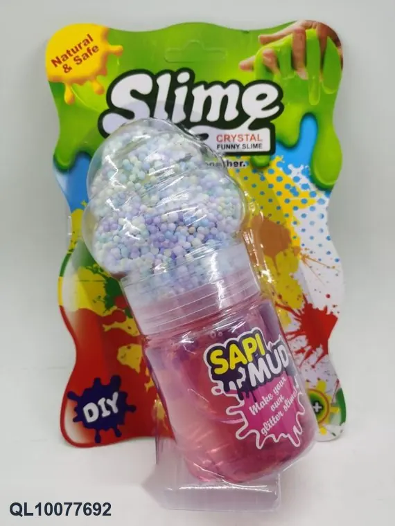 Slime With Transparent Jelly, Foam Beads, And A Straw. In wholesale from Qili Toys