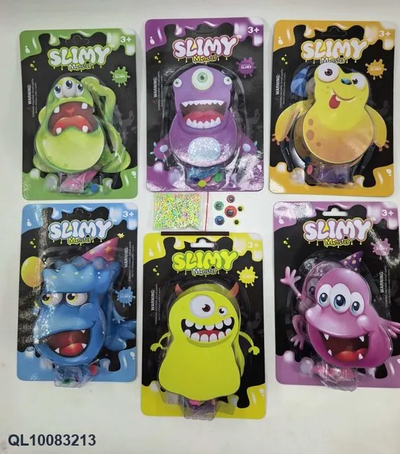 Slime, 110G, 6 Different Monster Designs (mixed), Transparent Crystal Slime With Googly Eyes And Foam Particles, Card Pack. Corrugated Cardboard wholesale from Qili Toys