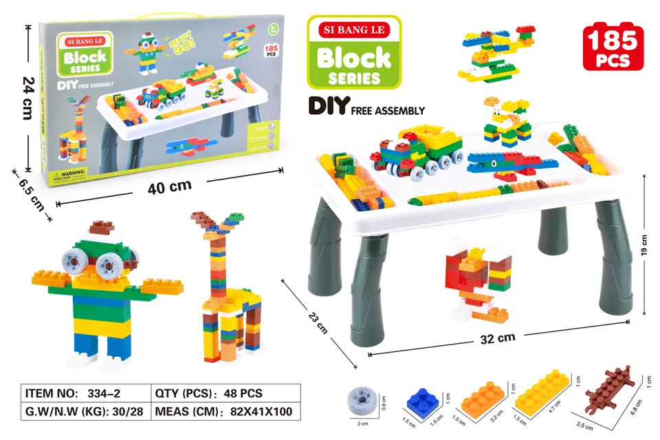 Small Particle Building Block Table Children's Building Block Table Multi-Functional Small Particle Storage Table 185PCS Color Box wholesale from Qili Toys