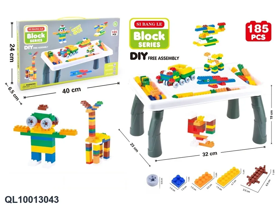 Small Particle Building Block Table Children's Building Block Table Multi-Functional Small Particle Storage Table 185PCS Color Box wholesale from Qili Toys