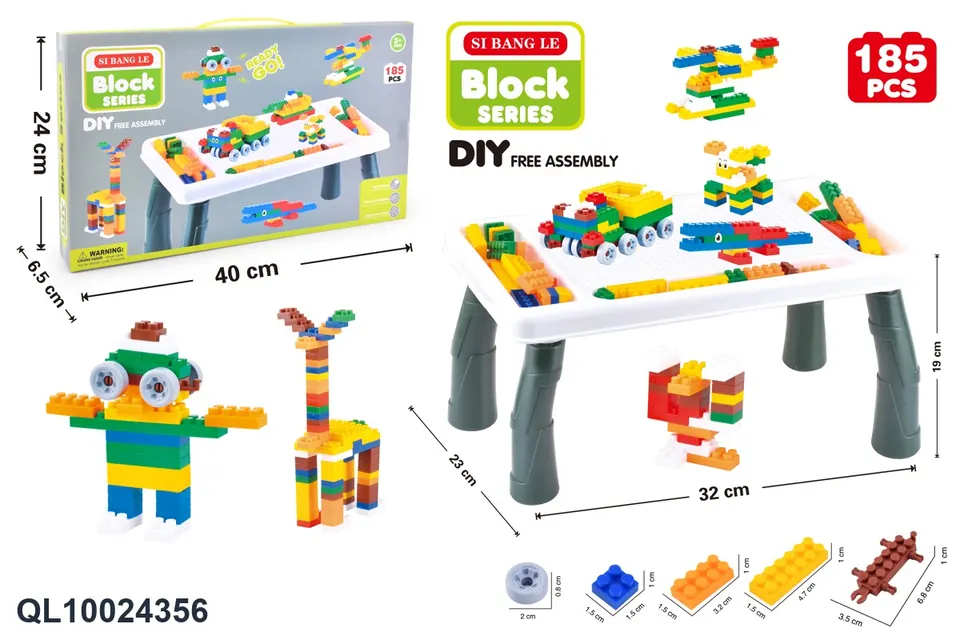 Small Particle Building Block Table Children's Building Block Table Multi-Functional Small Particle Storage Table 185PCS Color Box wholesale from Qili Toys