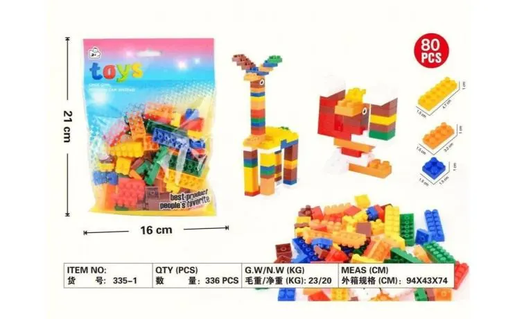Small Particle Building Blocks (80pcs, children's building blocks toy educational small particle variety assembly combination) Bagged Pack wholesale from Qili Toys