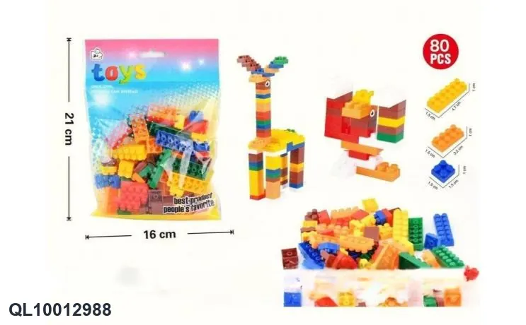 Small Particle Building Blocks (80pcs, children's building blocks toy educational small particle variety assembly combination) Bagged Pack wholesale from Qili Toys