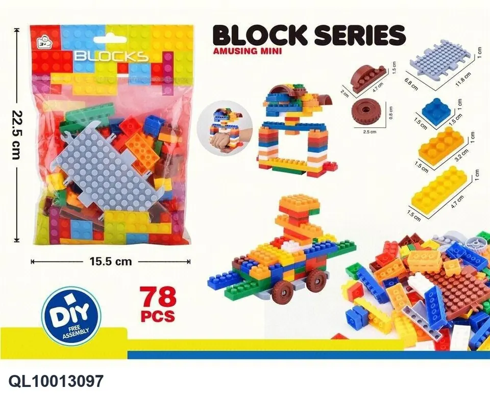 Small Particle Building Blocks (78pcs, diy assembling and inserting creative modeling building blocks) Color Bag wholesale from Qili Toys