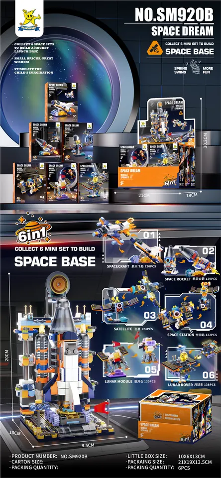 Space-Themed Building Blocks Display Box, Gift Box wholesale from Qili Toys