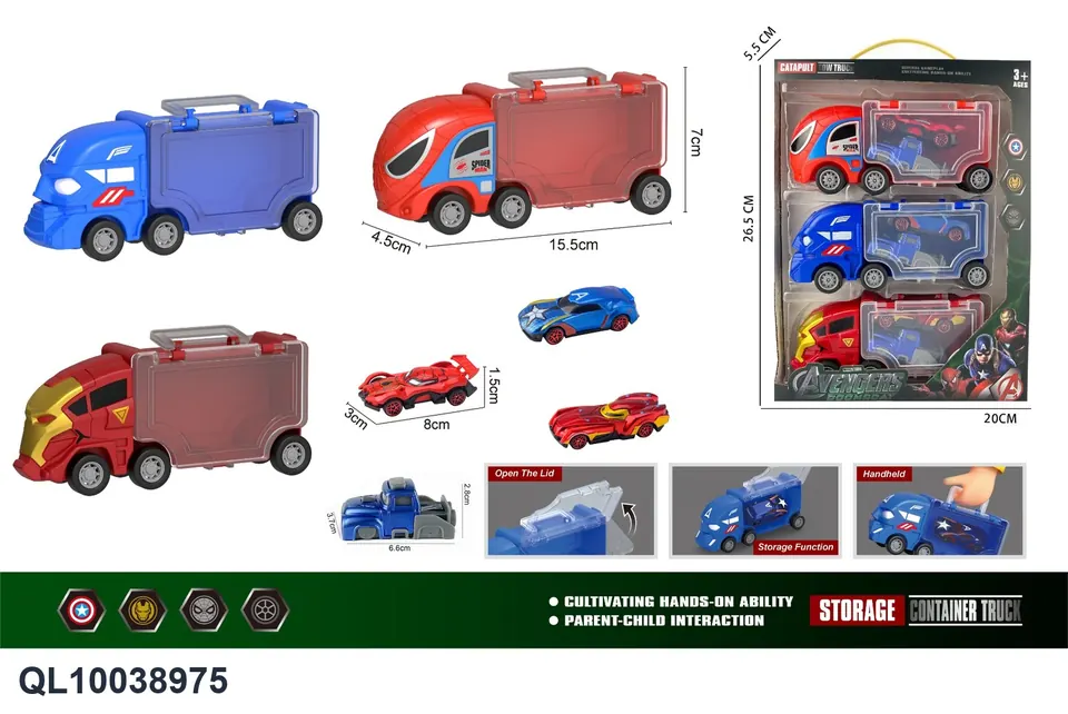 3 Superhero Team Catapult Vehicles + 3 Catapults + 3 Vehicles Display Box wholesale from Qili Toys