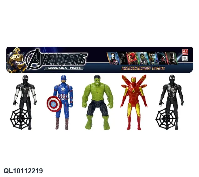Black Spider+Shield Hero+Green Giant Hero Red Steel+Black Spider (with lighted head and movable hands and feet) PVC wholesale from Qili Toys