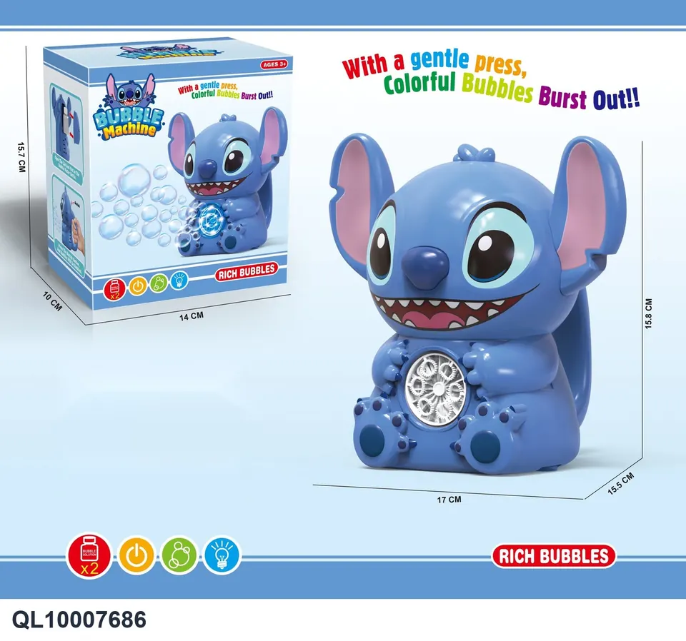 Cartoon Alien 6-Hole Bubble Gun Color Box wholesale from Qili Toys