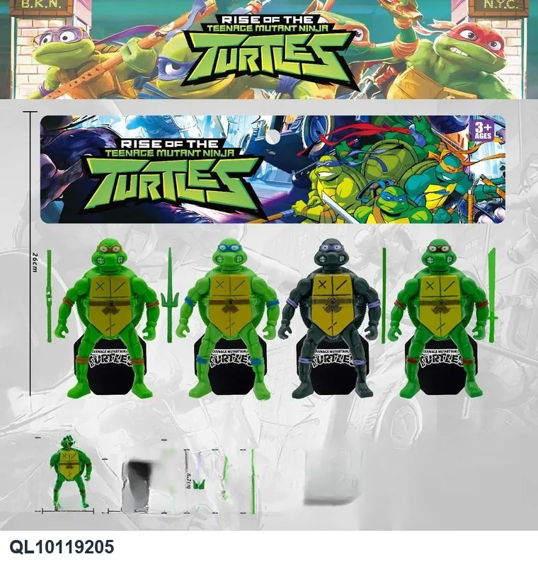 Four Teenage Mutant Ninja Turtles (weapons with chassis) PVC Bag wholesale from Qili Toys