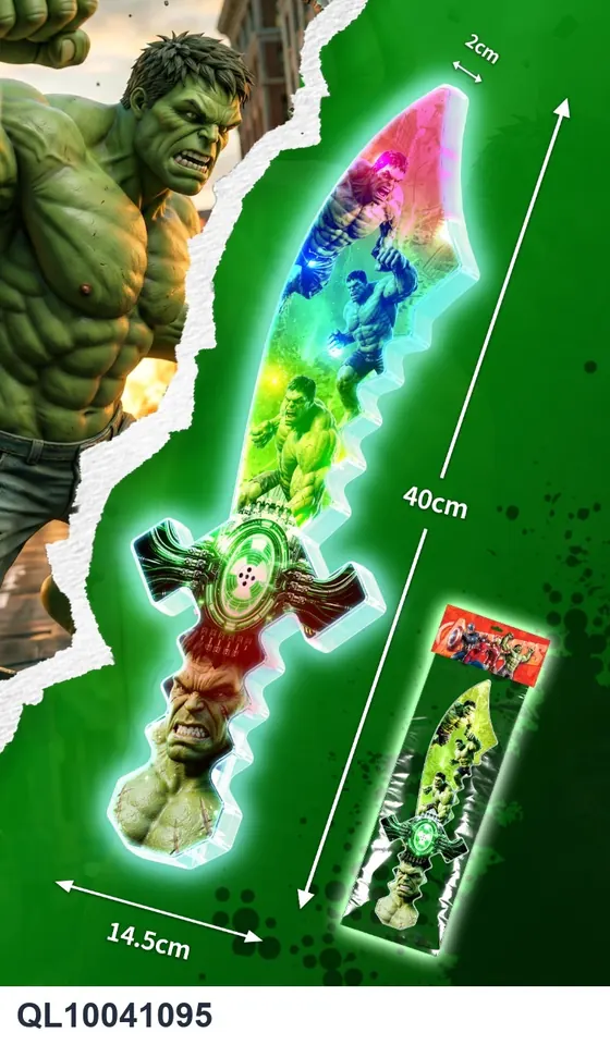 Green Giant Hero Sound And Light Knife PVC Header Bag wholesale from Qili Toys