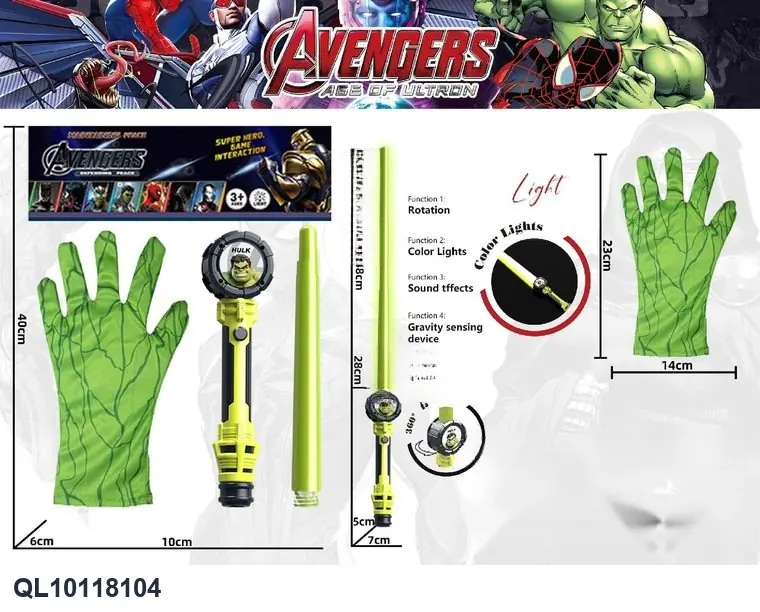 Green Giant Hero Sounding Battle Sword + Gloves PVC wholesale from Qili Toys