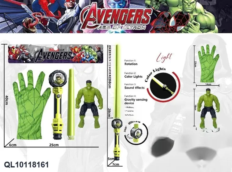 Green Giant Hero Sounding Battle Sword+Gloves+Character PVC wholesale from Qili Toys