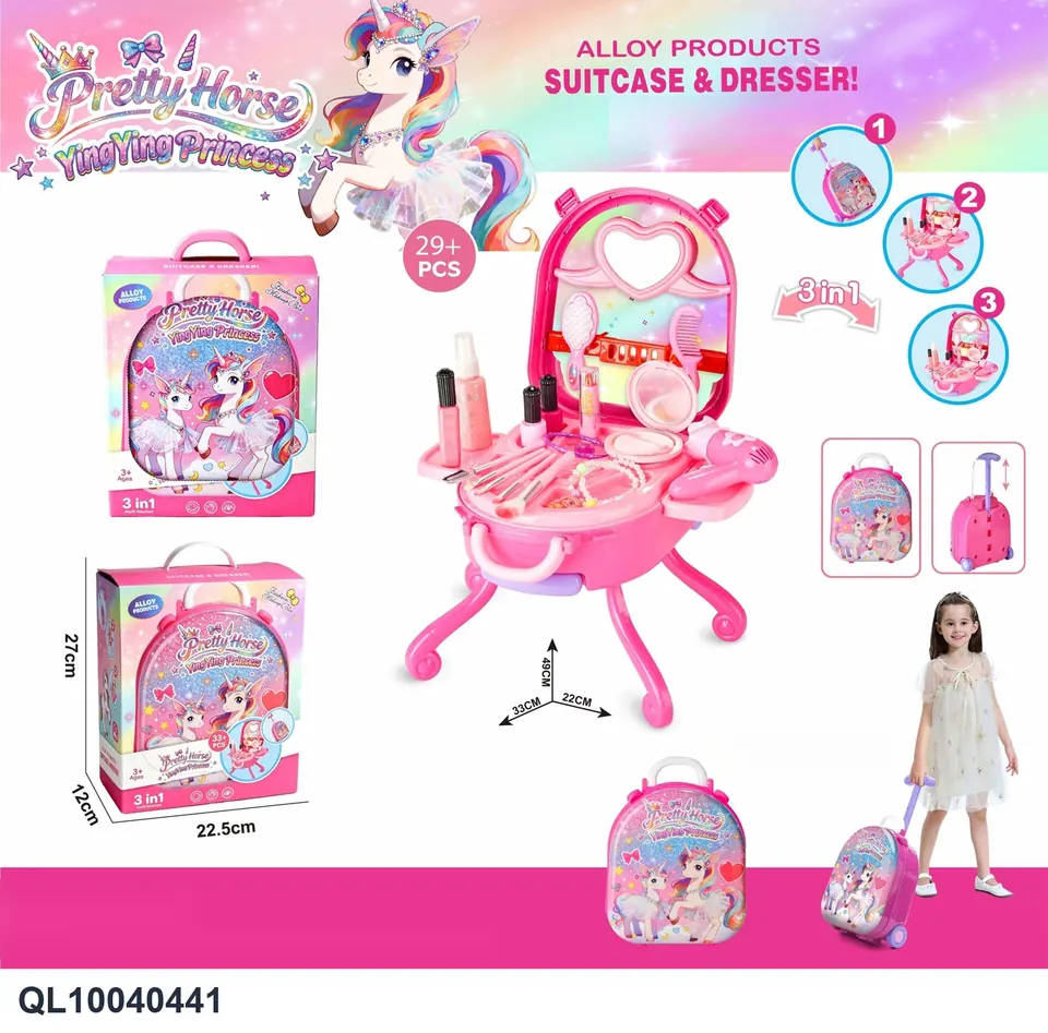 Pony Alloy Trolley Case Dressing Table Display Box wholesale from Qili Toys