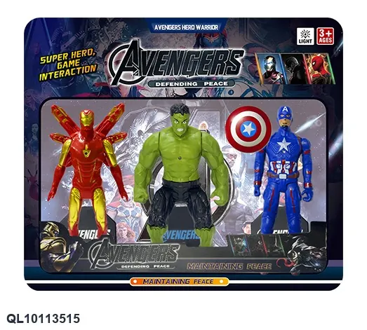 Red Steel + Green Giant Hero + Shield Hero (with lights, head and movable hands and feet, with chassis) Board Mounting wholesale from Qili Toys