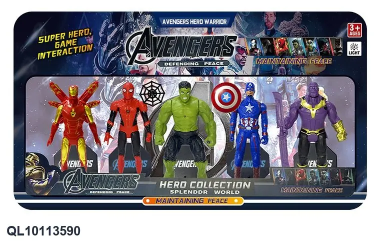 Red Steel + Starscream + Green Giant Hero Shield Hero + Titan Villain (with lights on the head and movable hands and feet, with chassis) Board Mounting wholesale from Qili Toys