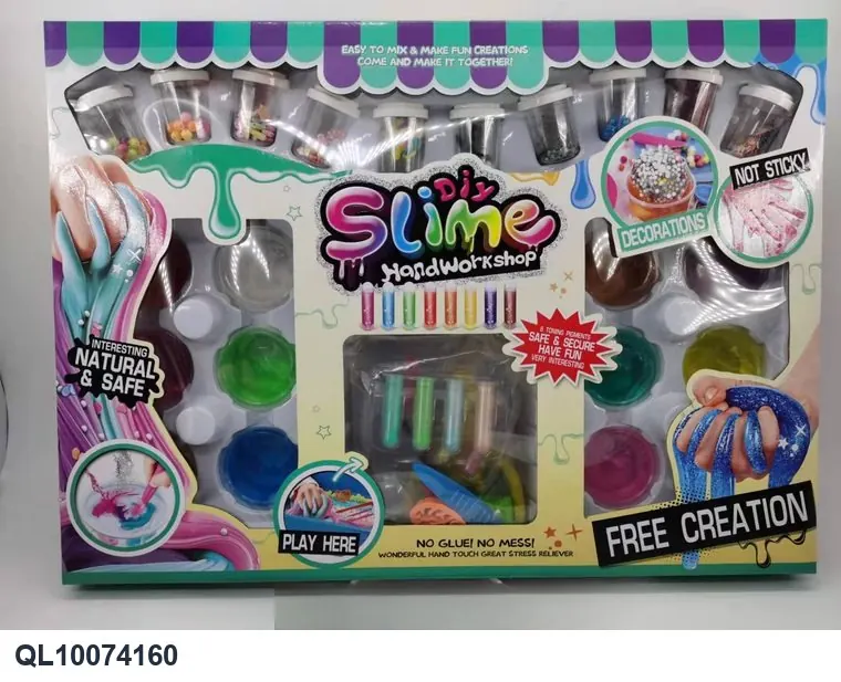 Slime DIY Kit (Pony, insects, beads, glitter, iridescent powder, soft clay, plus 12 colors of clay, 8 iridescent powders, and tools) In wholesale from Qili Toys