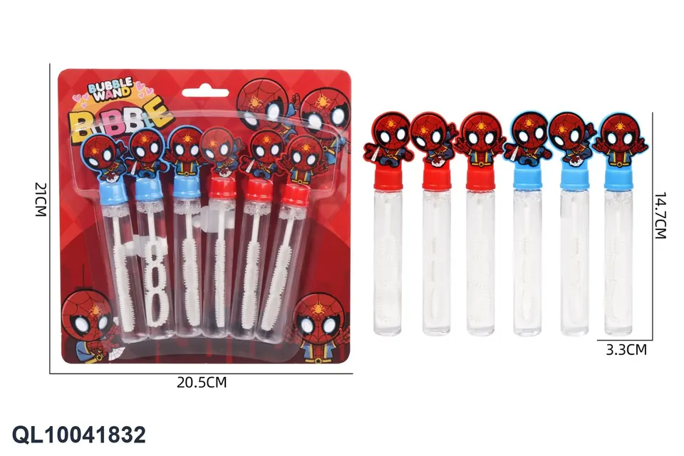 Spider Hero Bubble Wand (1 color, 4 styles) 22ML Blister Board wholesale from Qili Toys