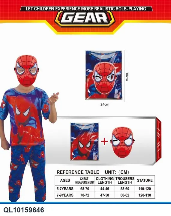 Spider Hero Costume And Accessories (including mask and clothing, for the Superhero Team themed party) OPP Bag wholesale from Qili Toys