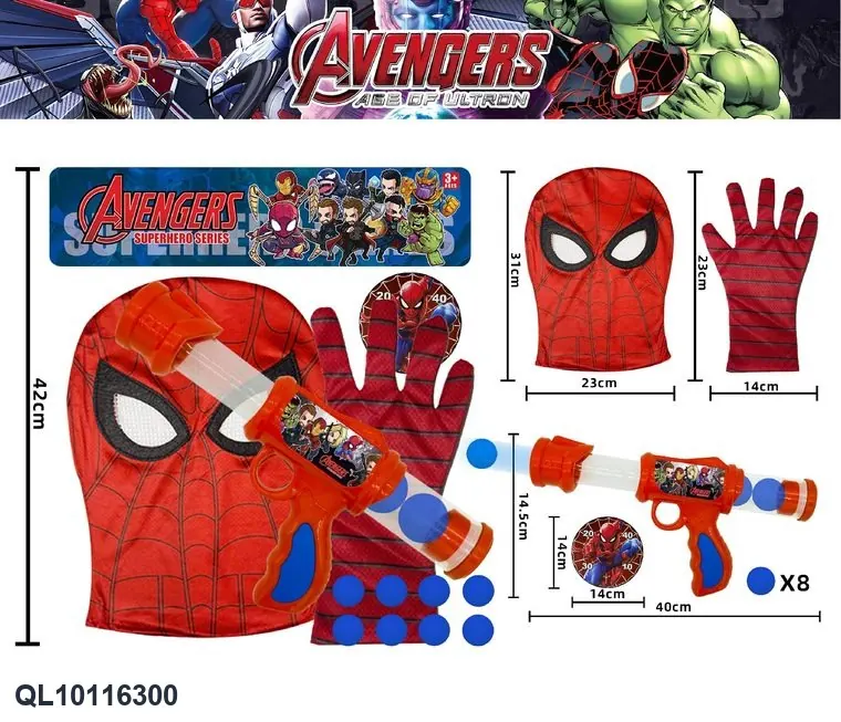 Spider Hero Suit (air gun hood, gloves, role play) PVC Bag wholesale from Qili Toys