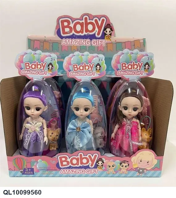 Set Of 6 "Leafy" 12-Joint Articulated Dolls With Eye Patches, Plus A Comb And Mirror. Display Box wholesale from Qili Toys