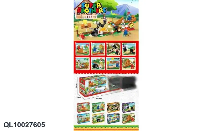 Super Cartoon Character 8-In-1 Game Scene Building Block Set Display Box wholesale from Qili Toys