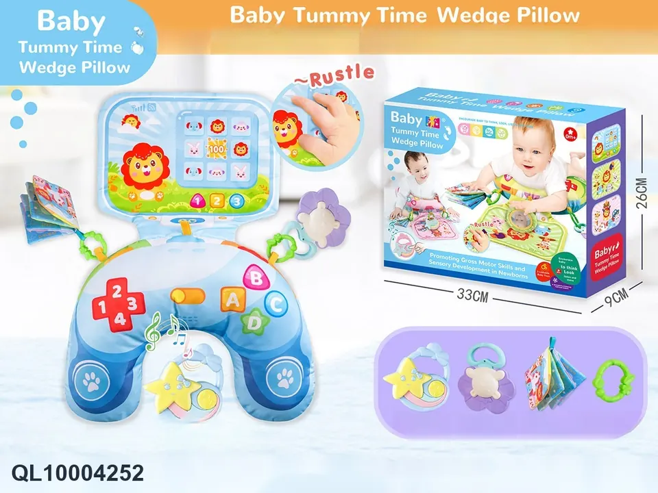 (blue + music box) Tummy Play Baby Tummy Pillow/Baby Pillow Baby Belly Support Pillow Toddler Fitness Pillow Baby Products Toy Color Box wholesale from Qili Toys