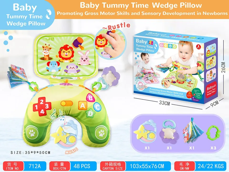 (green + music box) Tummy Play Baby Tummy Pillow/Baby Pillow Baby Belly Support Pillow Toddler Fitness Pillow Baby Products Toy Color Box wholesale from Qili Toys