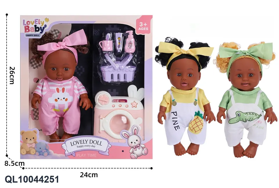 10-Inch Vinyl Doll [3 Colors Mixed] + IC Music (4 sounds) + Mini Washing Machine Set Window Box wholesale from Qili Toys