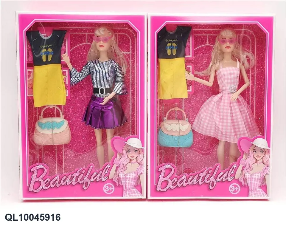 11.5-Inch 9-Jointed Solid Fashion Doll With Glasses + Dress + Bag 2 Styles Mixed Window Box wholesale from Qili Toys