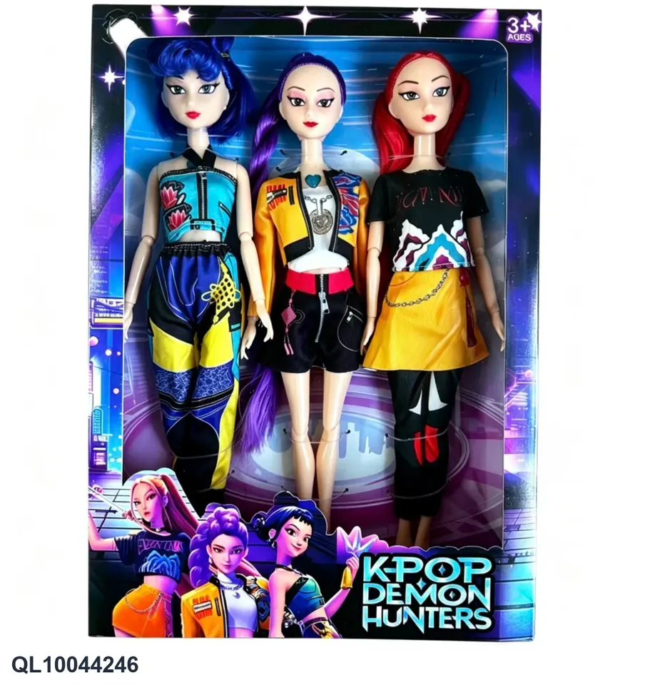 11.5-Inch Solid Multi-Jointed English Music Body K-POP Witch Hunters Rumi Mira Zoe Fashion Doll With Card (clothes, hairstyles, multi-color mix) Window Box wholesale from Qili Toys
