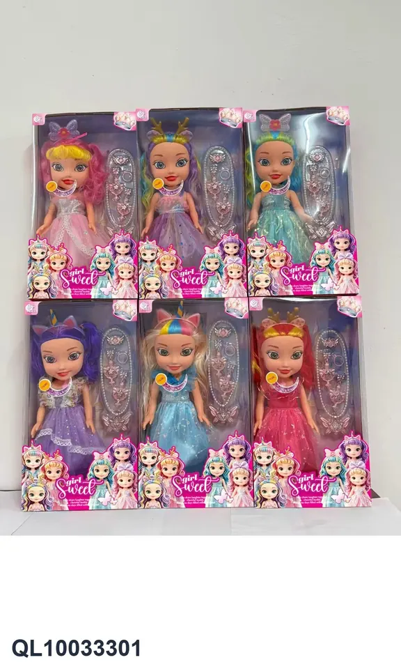 14-Inch Empty Body With Music 5D Glass Eyeballs With Headband And Accessories Set 6 Types Mixed Window Box wholesale from Qili Toys