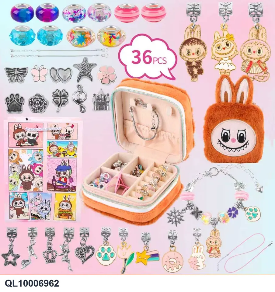 36PCS Furry Monster Character Theme DIY Childrens Beads Plus Plush Box Tote Bag wholesale from Qili Toys