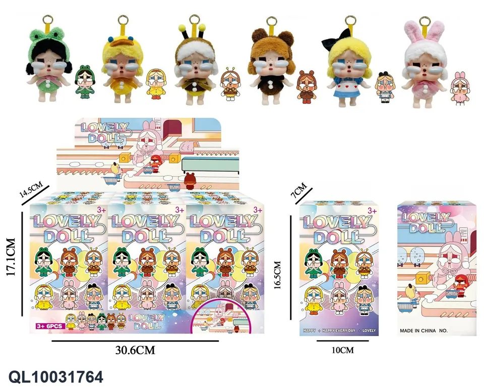 8-Inch Complete Vinyl Designer Collectible Cry Baby "Tears Set" Flying Fairy Policewoman Plush Doll (6 pieces per blind box), Display Case For Individual Dolls. Display Box wholesale from Qili Toys