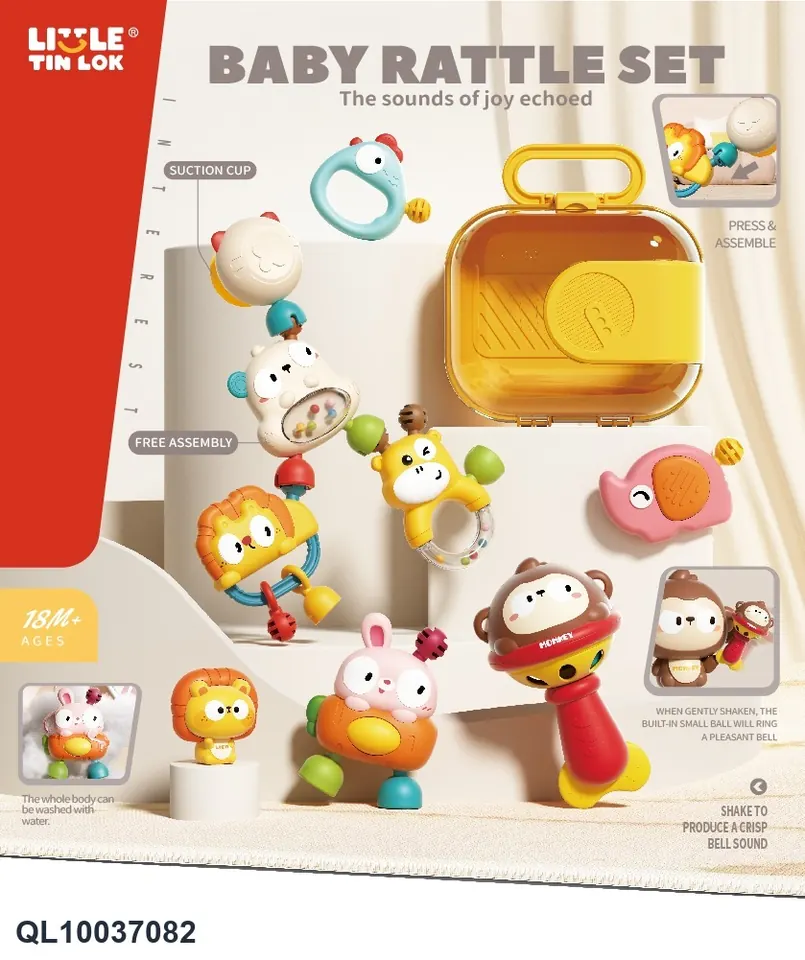 Cute Rattle Set Sealed Box Color Box wholesale from Qili Toys