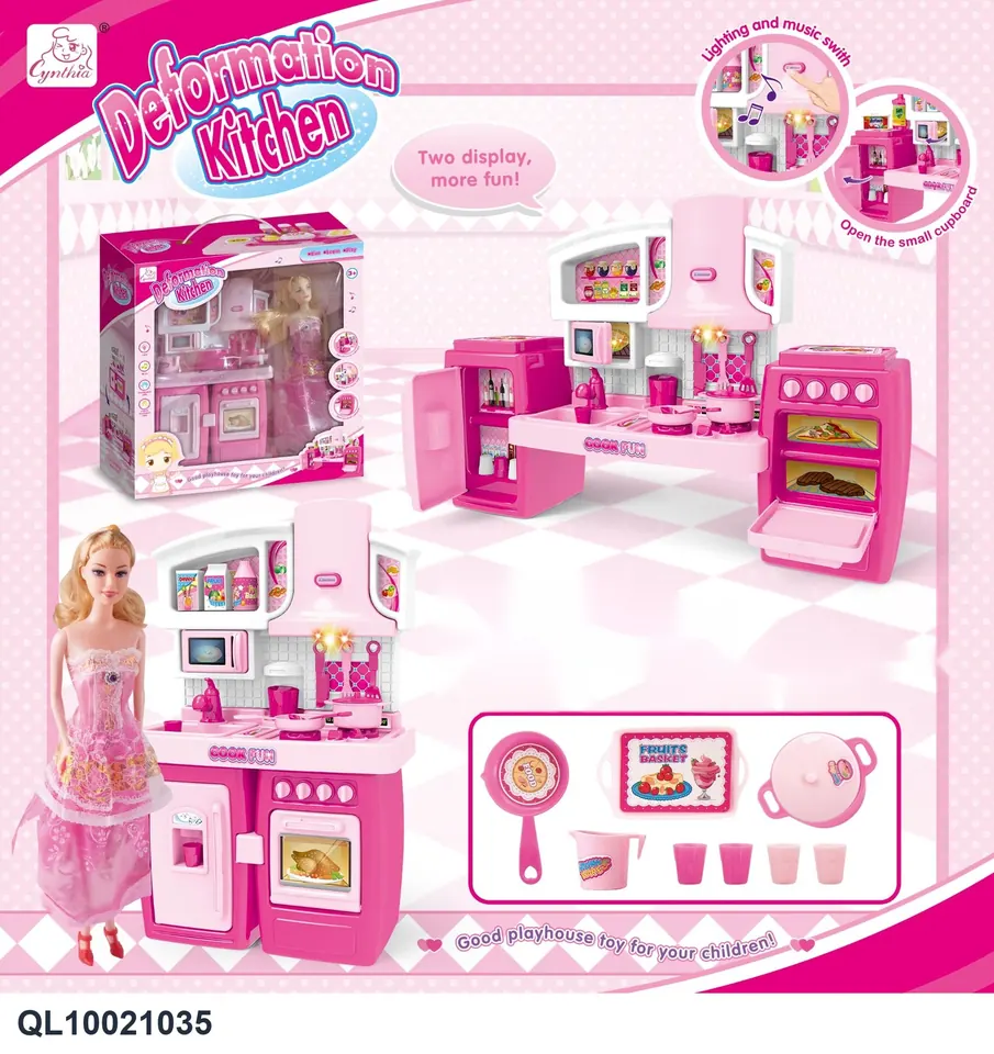 Detachable Cabinet + Mid-Skirt Doll + Fittings, Pink, Light & Sound Window Box wholesale from Qili Toys