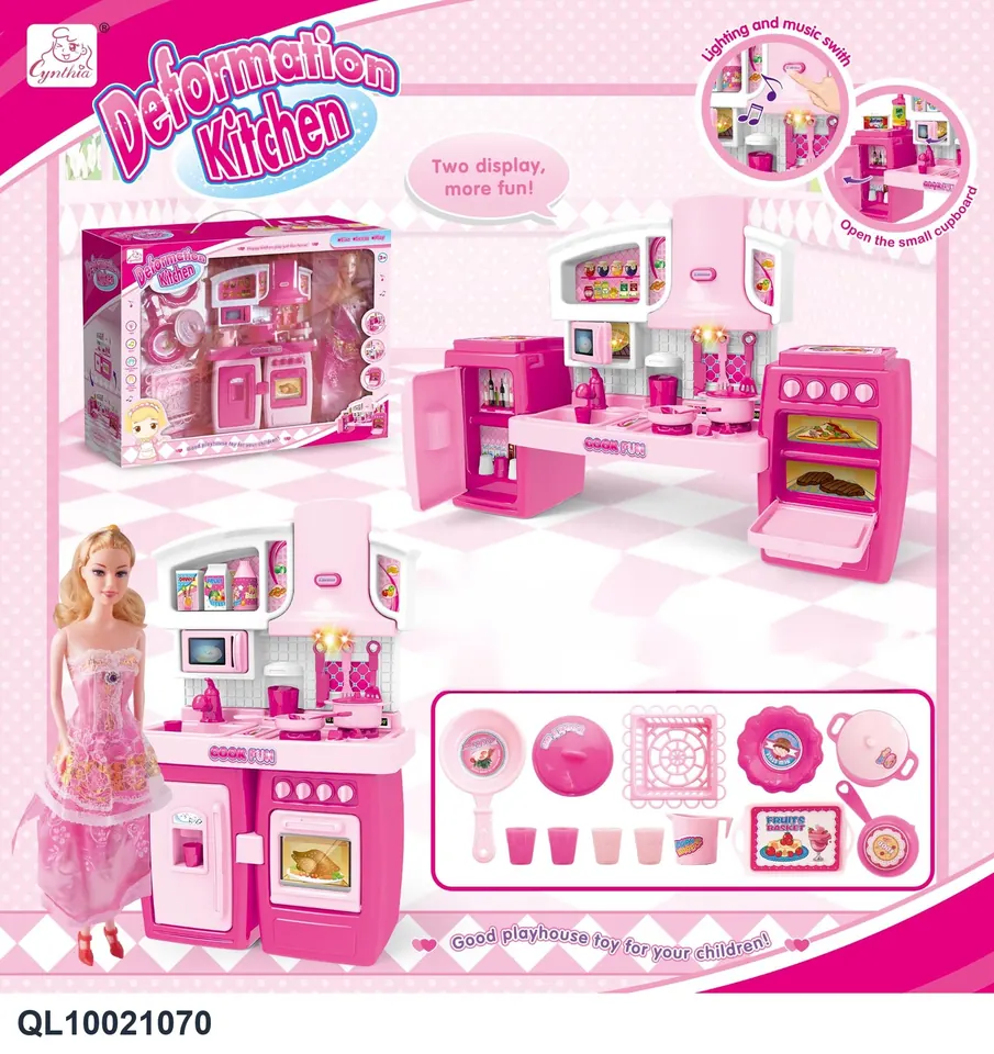 Detachable Cabinet + Mid-Skirt Doll + Fittings, Pink, Light & Sound Window Box wholesale from Qili Toys
