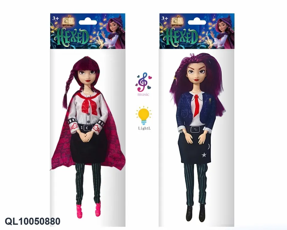 HEXED Magic Secret Billie 11.5-Inch Solid Body 11-Jointed Doll Colorful Light Music Theme Song (2 types mixed) Header Bag wholesale from Qili Toys