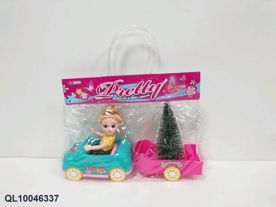 PVC Handbag Single 6-Inch Doll With Cartoon Car And Christmas Tree PVC Header Bag wholesale from Qili Toys