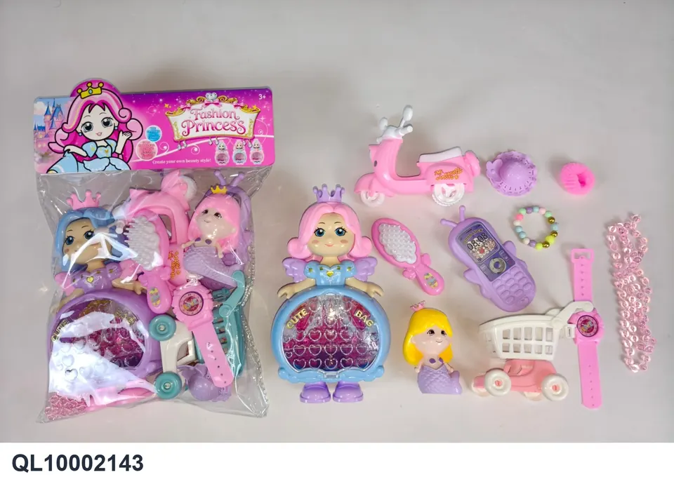 Play House Princess Storage Bag With Accessories Doll PVC Header Bag wholesale from Qili Toys