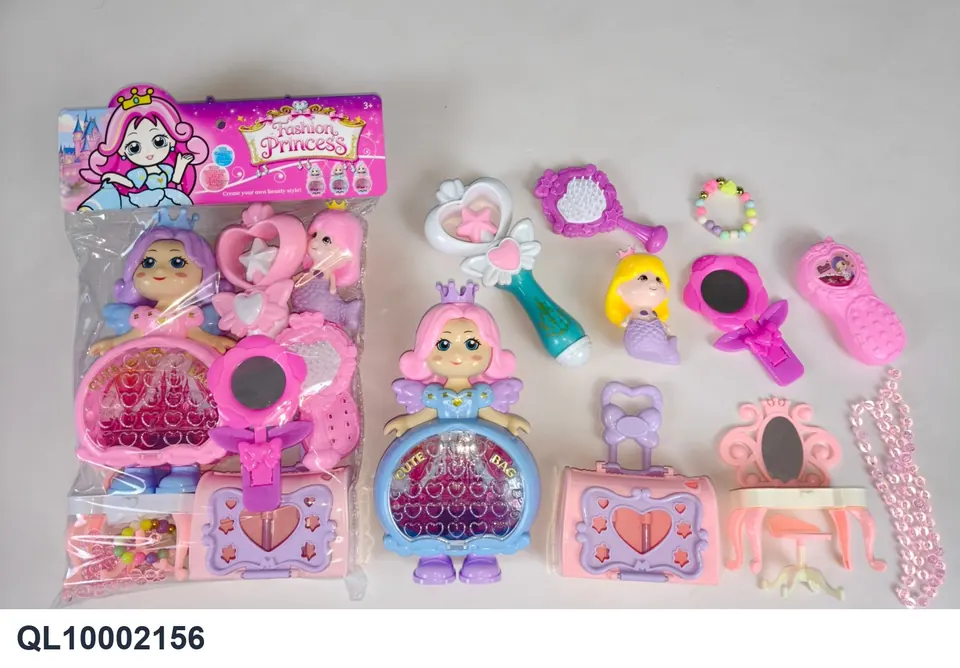 Play House Princess Storage Bag With Accessories Doll PVC Header Bag wholesale from Qili Toys
