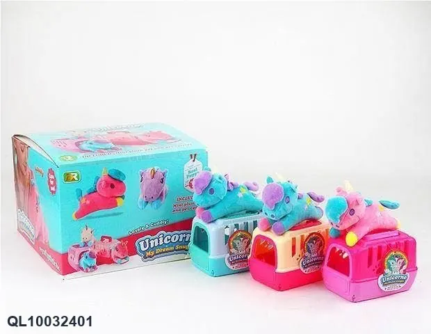 Unicorn-Themed Miniature Pet Cage , Including Plush Unicorn Toy And Plush Pet Set (for play). Display Box wholesale from Qili Toys