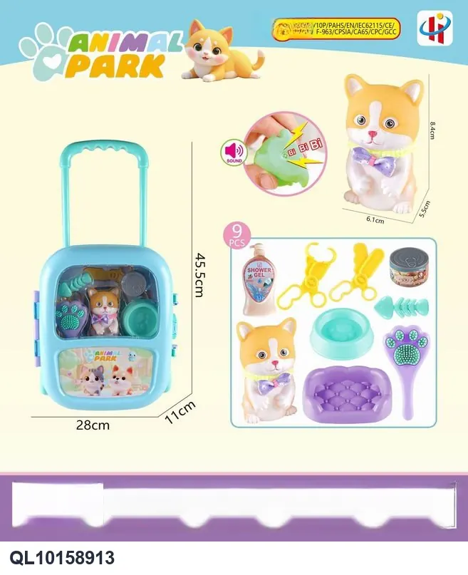 Vinyl Cartoon Cat With BB Gun Toy Set Shrink Film wholesale from Qili Toys