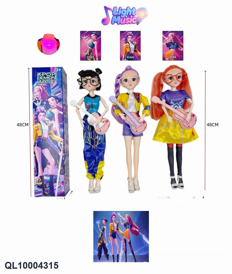 Witch Hunting Girl Group K-POP Spot 18-Inch 17-Joint 8D Real-Eye Portable Blind Box Packaging With Light Music Theme Song Rumi Zoimira Vinyl Doll Blind Box wholesale from Qili Toys