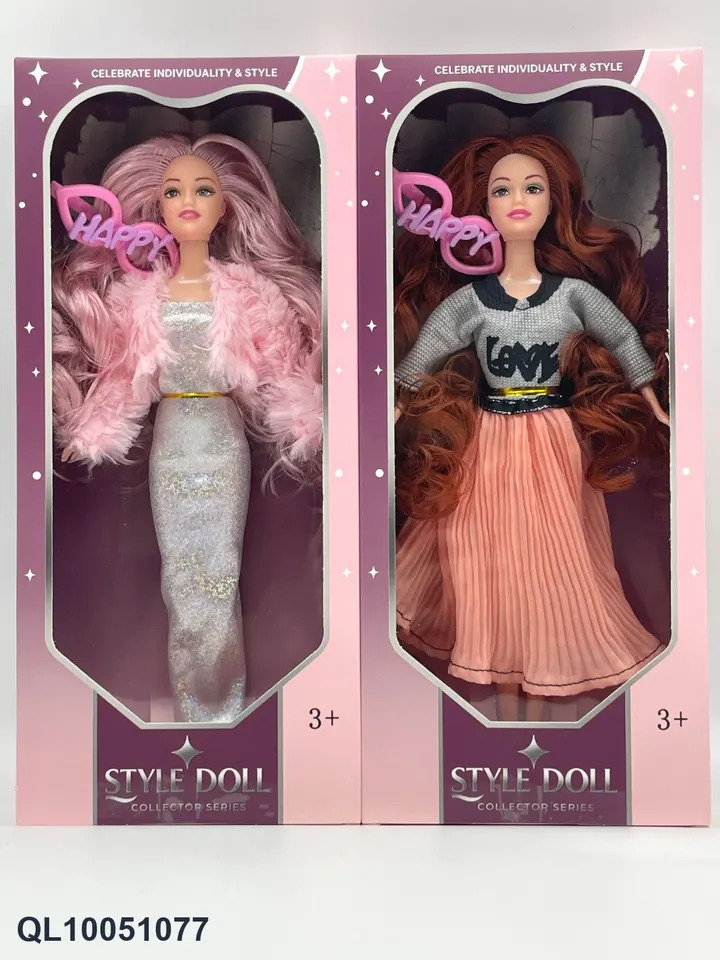 11.5-Inch Fashionable Fashion Doll With Free Hands And Legs And Wavy Hair, Two Mixed Styles With Fashionable Hair Clips Window Box wholesale from Qili Toys