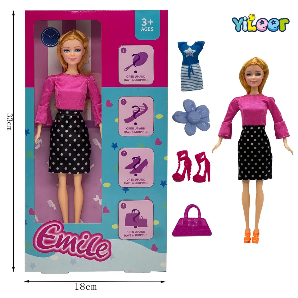 11.5-Inch Solid Barbie Doll + 1 Set Of Clothes + 3 Accessories (randomly matched) Window Box wholesale from Qili Toys