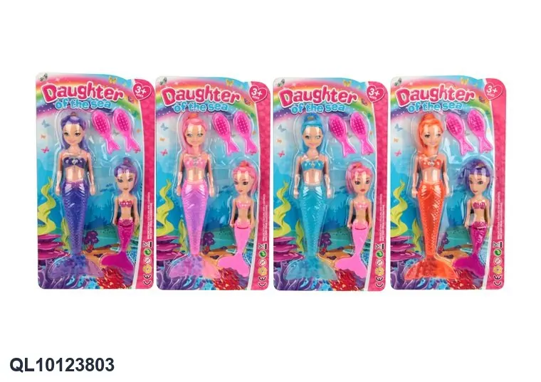 19.5Cm Little Kelly Mermaid Doll, Plus A 14Cm Doll Without A Light, And 2 Combs. Blister Board wholesale from Qili Toys