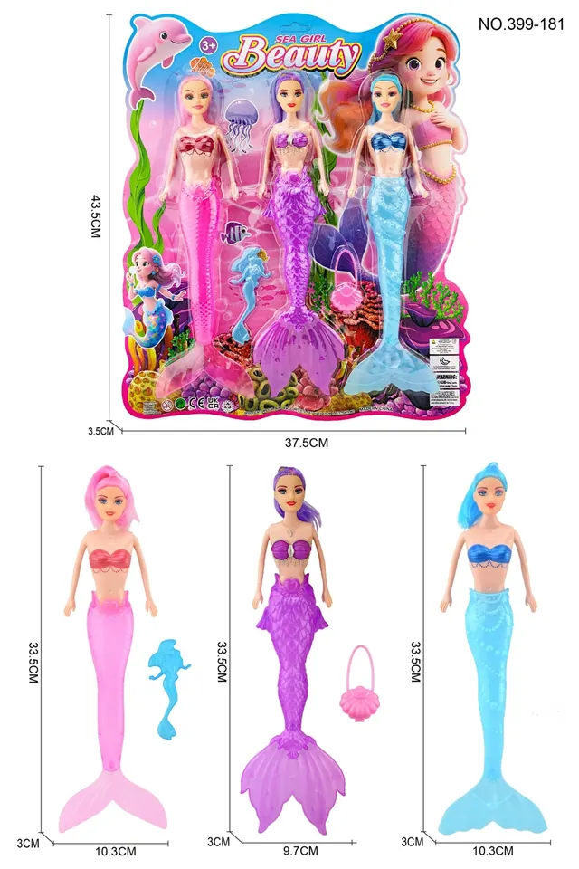 3 Zhuang Light Mermaids 33.5Cm Blister Board wholesale from Qili Toys
