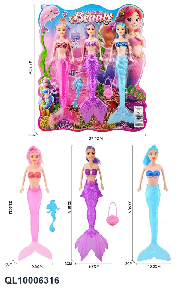3 Zhuang Light Mermaids 33.5Cm Blister Board wholesale from Qili Toys