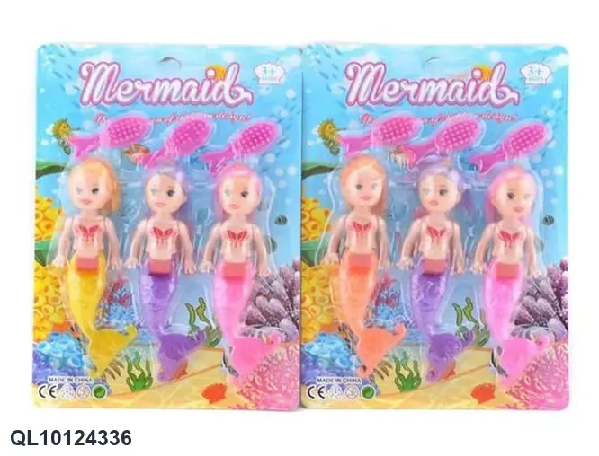 5-Inch Realistic Mermaid Figures (3 pieces) Blister Board wholesale from Qili Toys