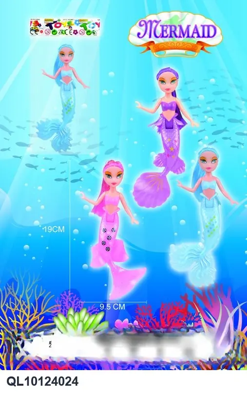 7-Inch Mermaid Doll With Detachable Light (3 colors, 3 models in a mixed set) OPP Bag wholesale from Qili Toys